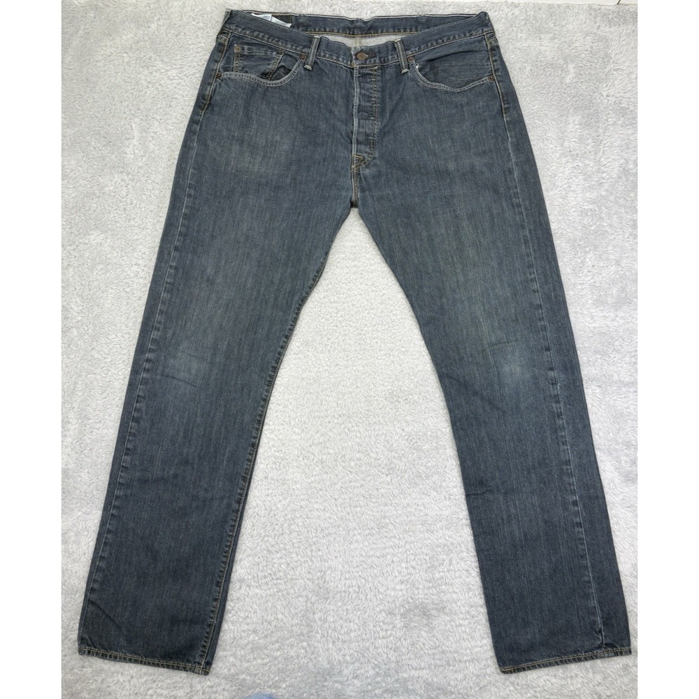 Levis 501 Mens Jeans 38x33 Blue Denim Button Fly Straight Leg Classic Fit